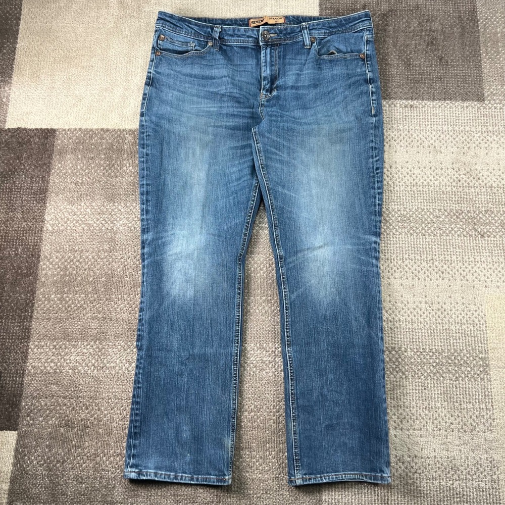 Seven7 Mens Straight Fit Medium Wash Blue Denim Jeans 38X32